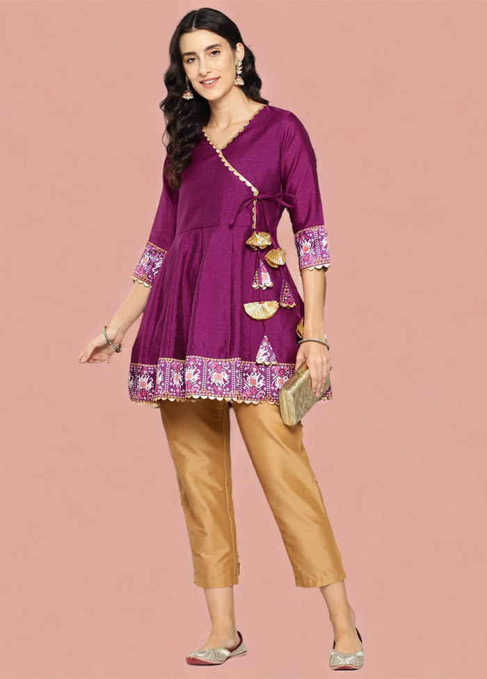 Purple Readymade Silk Tunic Wide Range Of Cheap Pice