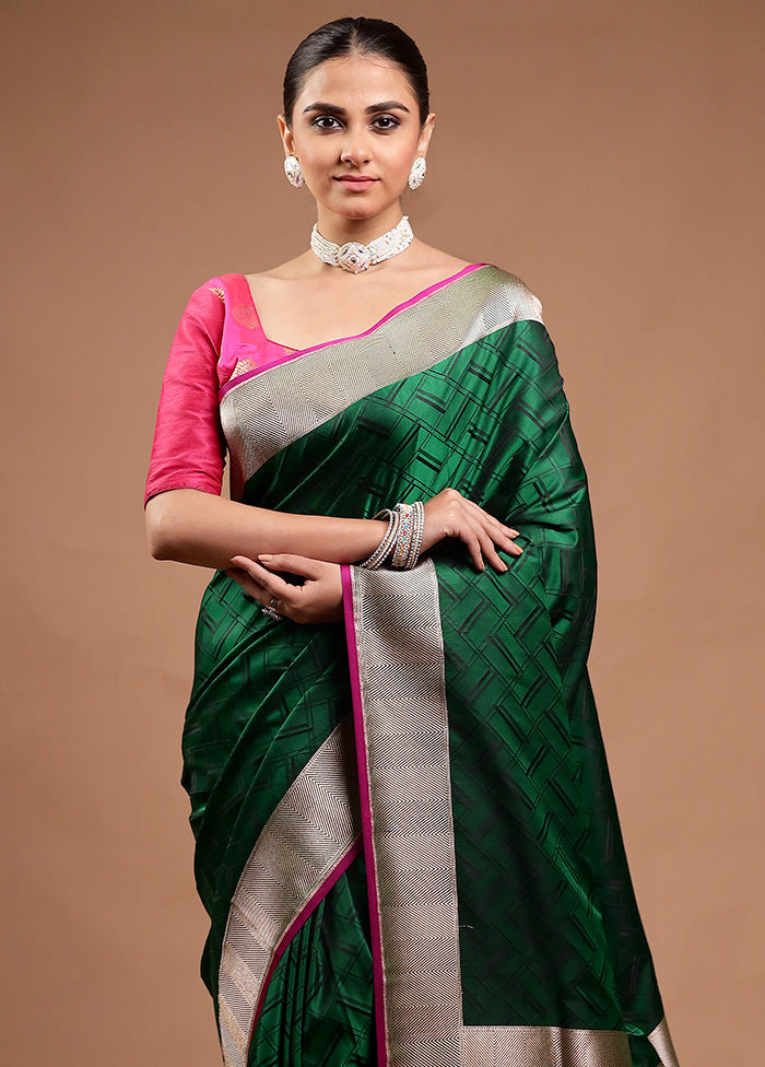 Green Uppada Silk Saree With Blouse Piece Low Cost Sale Online