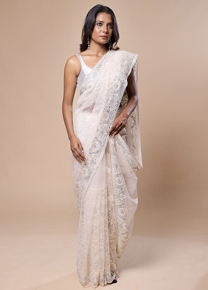 White Silk Saree With Blouse Piece Many Kinds Of Cheap Pice