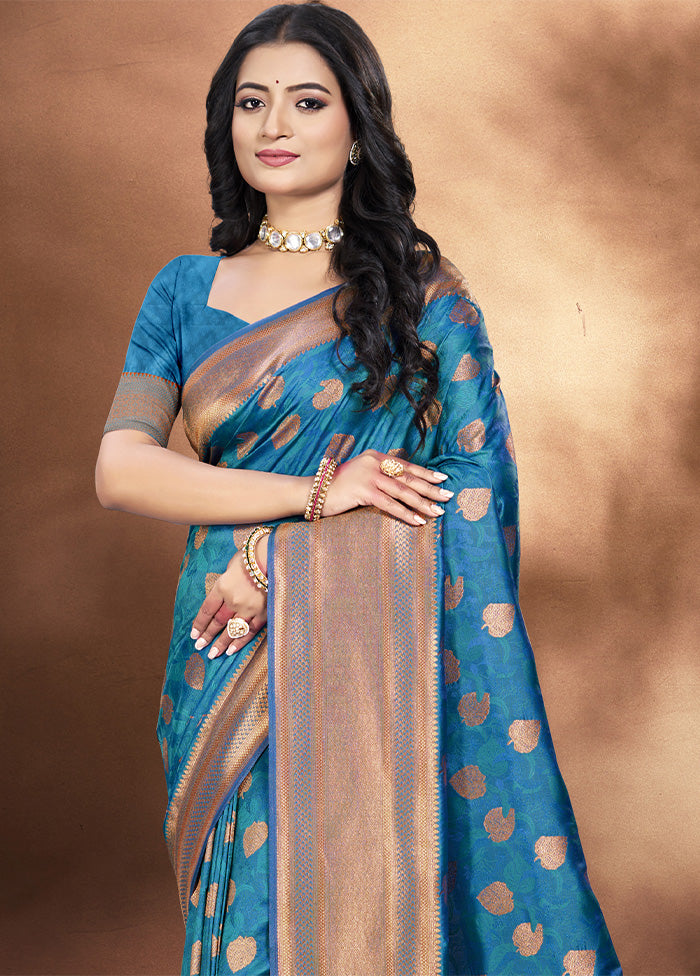 Sky Blue Spun Silk Saree With Blouse Piece Discount Best Sale