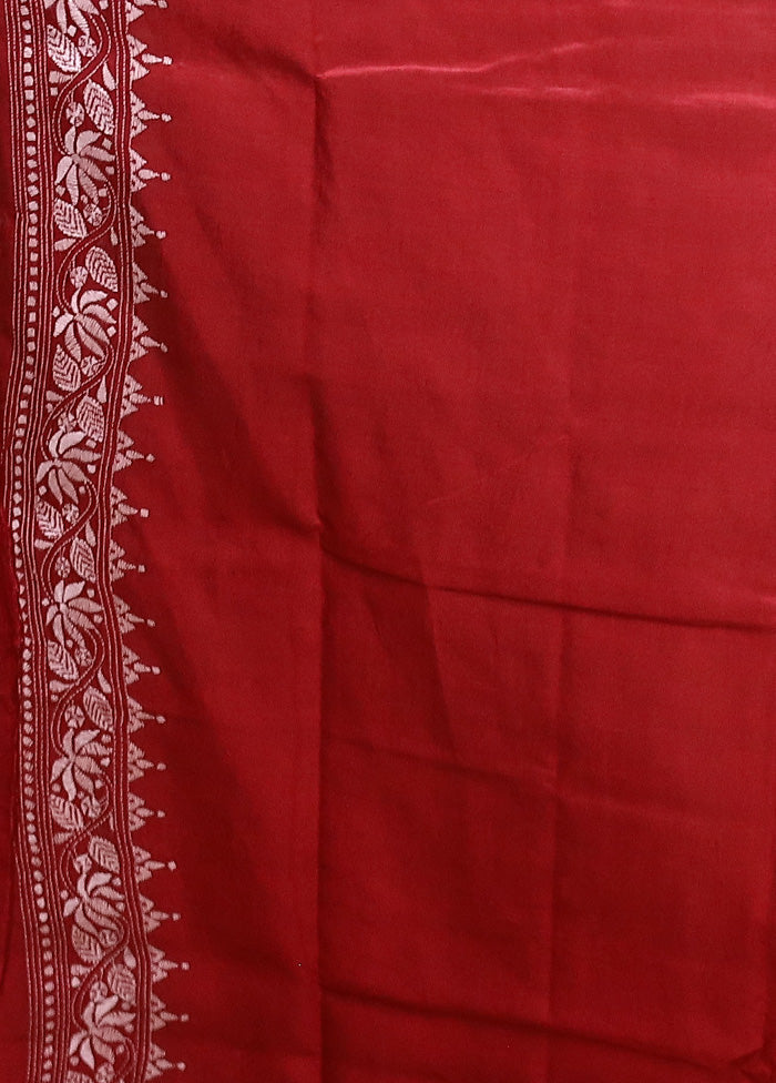 Red Handloom Kantha Stitch Pure Silk Saree With Blouse Piece Sale Nicekicks