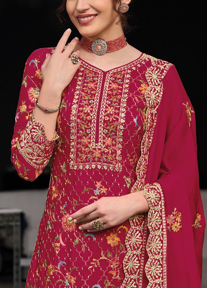 3 Pc Rani Semi Stitched Silk Suit Set New Arrival