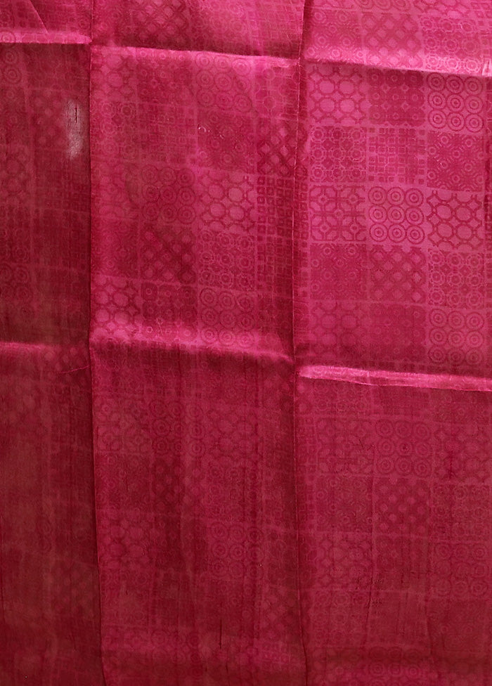 Pink Printed Pure Silk Saree Without Blouse Piece Cheap Sale Online