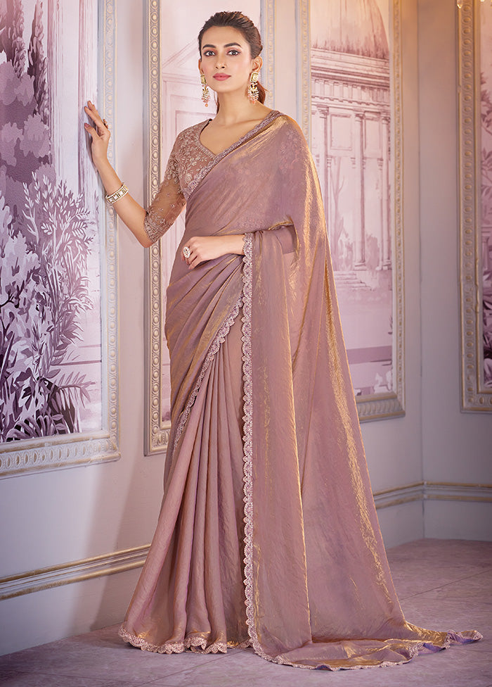 Mauve Satin Silk Saree With Blouse Piece Cheap For Nice