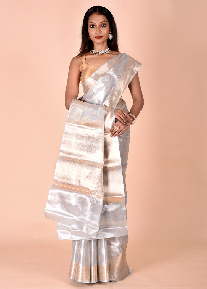 Golden Tissue Silk Saree With Blouse Piece With Paypal