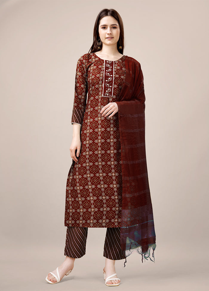 3 Pc Maroon Readymade Rayon Suit Set For Sale Finishline