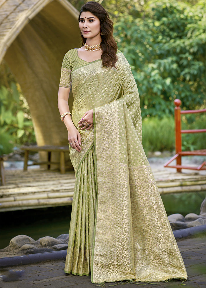 Green Spun Silk Saree With Blouse Piece In China For Sale