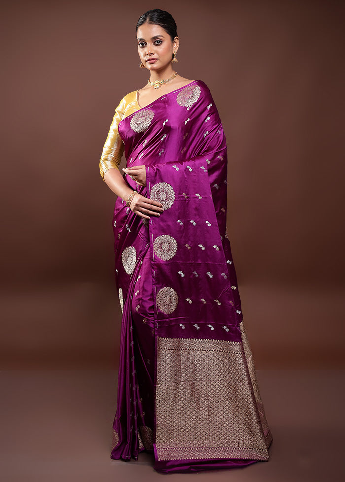 Purple Dupion Silk Saree With Blouse Piece Outlet Exclusive