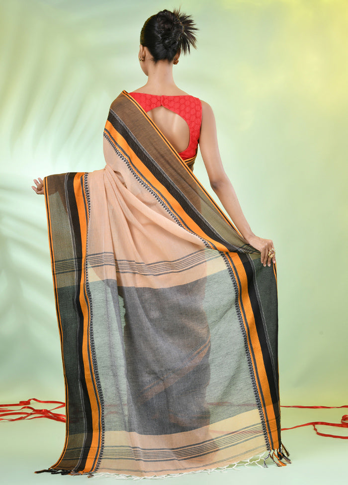 Beige Cotton Saree With Blouse Piece Clearance Official Site