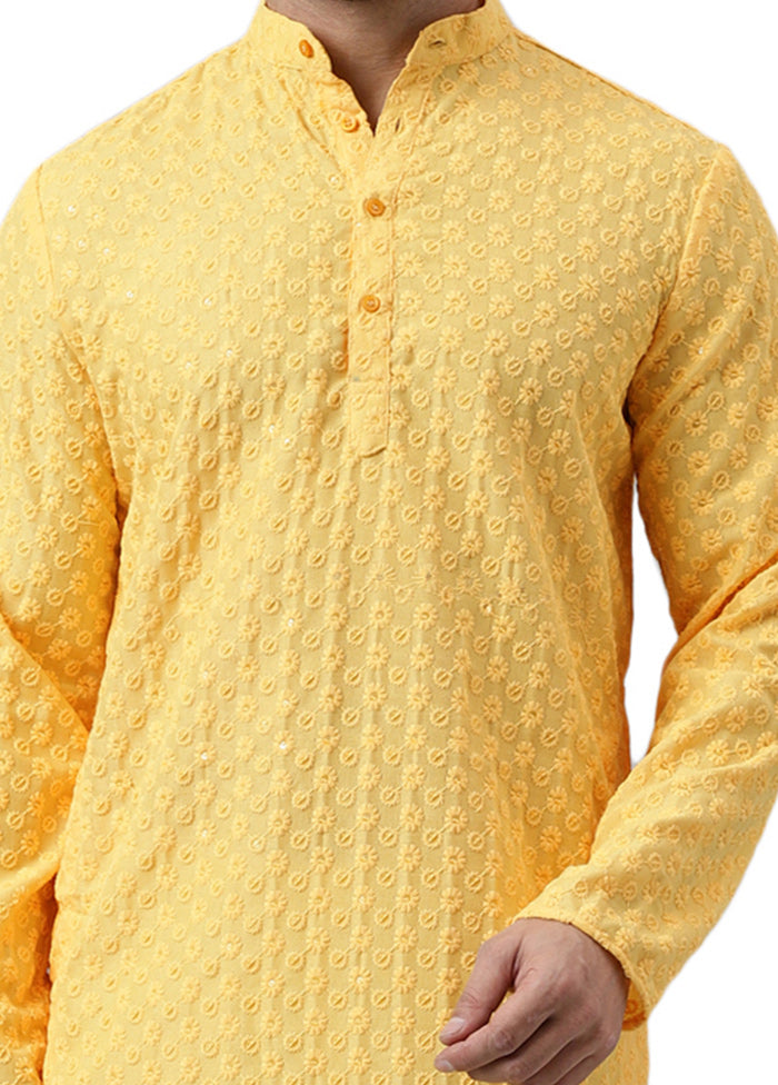 Lemon Silk Embroidered Kurta Cheap Sale Online