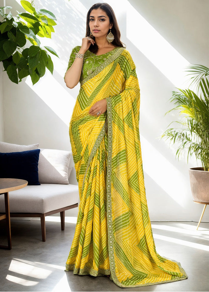 Yellow Spun Silk Saree With Blouse Piece Cheap Geniue Stockist