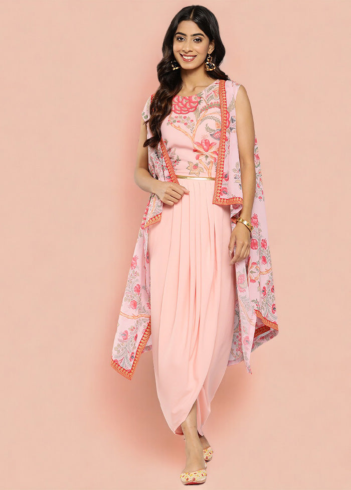 3 Pc Pink Readymade Georgette Top Set Free Shipping 2025