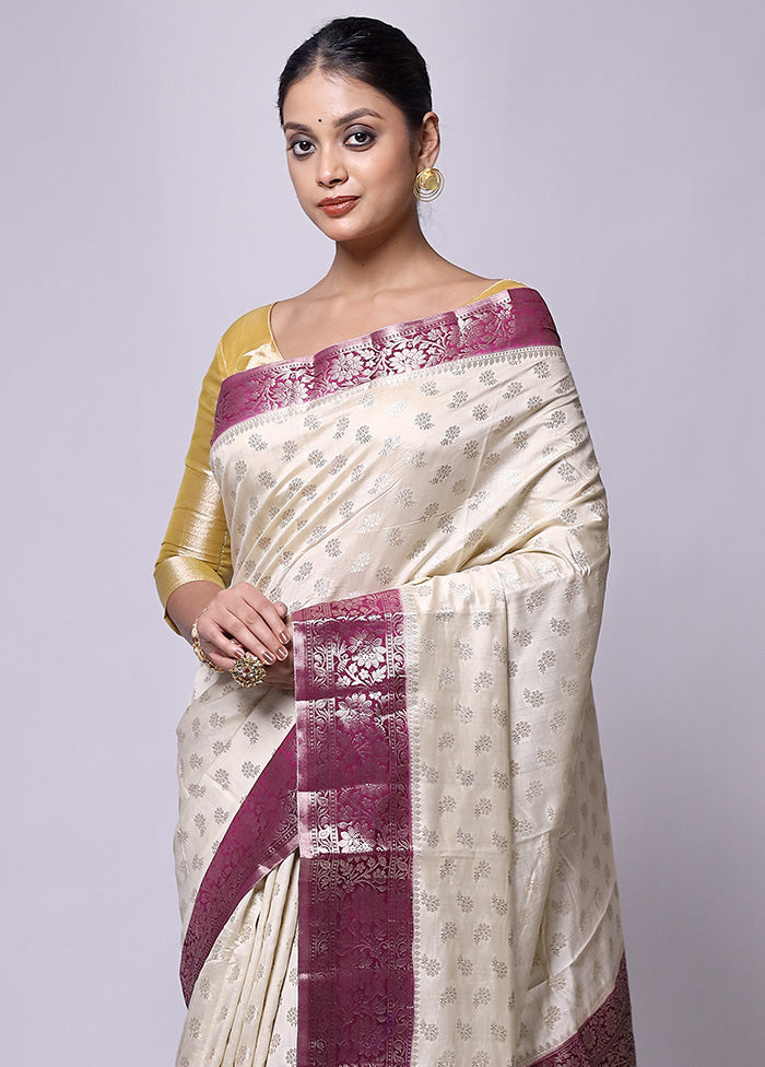 Cream Handloom Dupion Pure Silk Saree With Blouse Piece Clearance Amazon