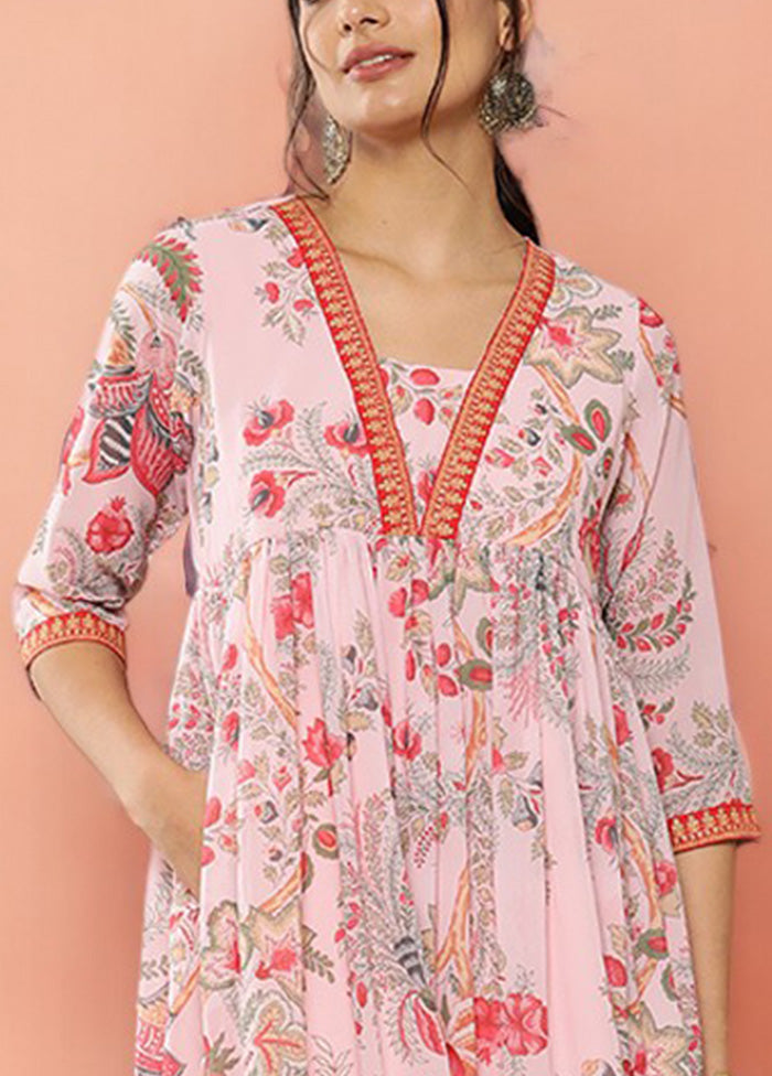 2 Pc Pink Readymade Georgette Kurti Set 2025 New Sale Online