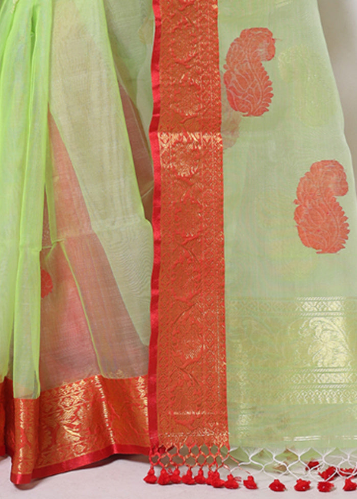 Light Green Spun Silk Saree With Blouse Piece Clearance Nicekicks