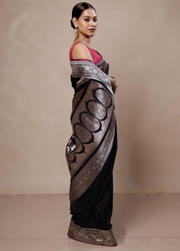 Black Katan Silk Saree With Blouse Piece Cheap Sale Pay With Paypal