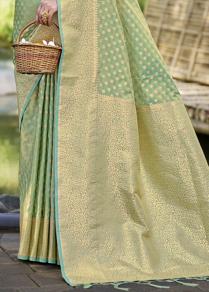 Green Spun Silk Saree With Blouse Piece Low Pice Fee Shipping Sale Online