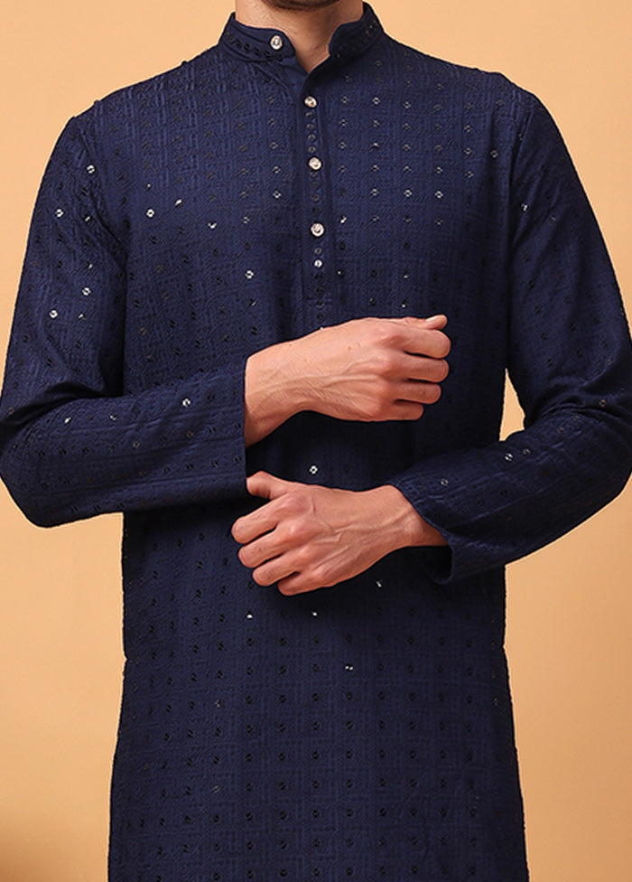 2 Pc Navy Blue Viscose Kurta Pajama Set Buy Cheap Low Shipping