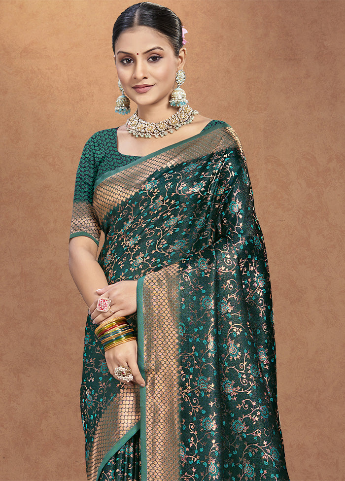 Sea Green Spun Silk Saree With Blouse Piece Cheapest Online