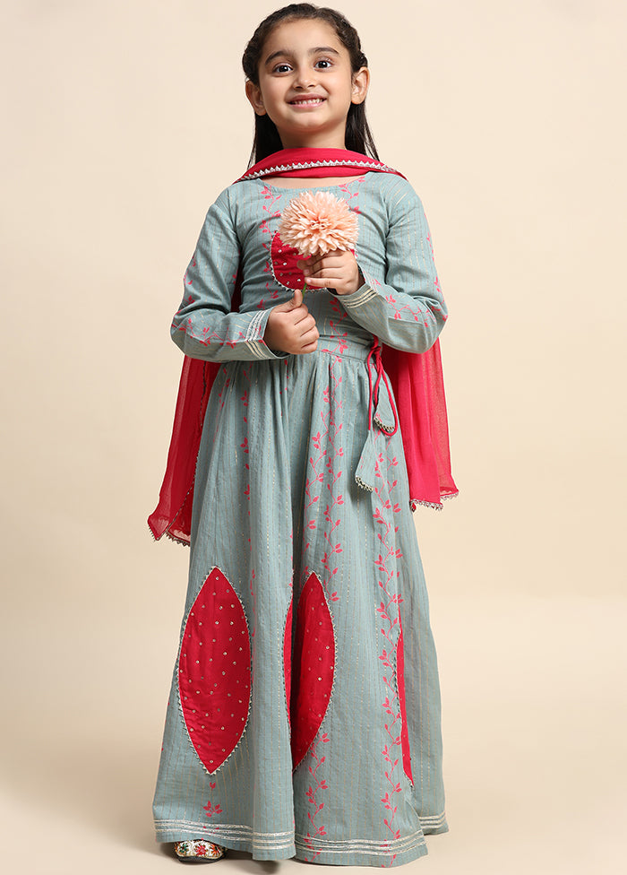 Grey Cotton Full Sleeves Round Neckshape Lehenga Discount Pay With Visa