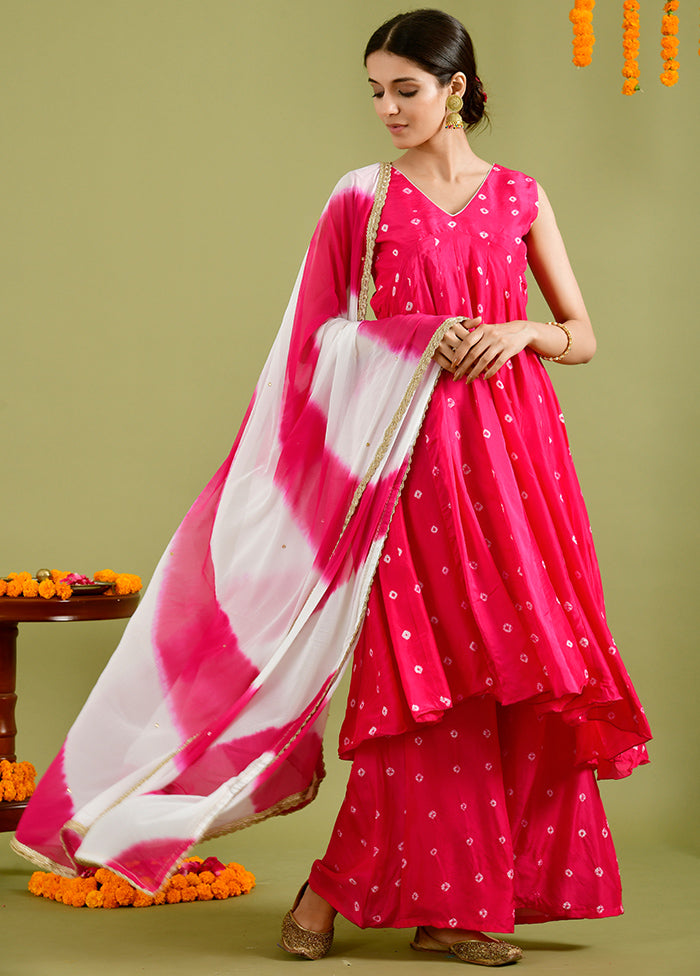 3 Pc Magenta Silk Sharara Suit Set With Dupatta Shipping Outlet Store Online