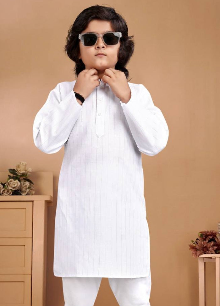 White Pure Cotton Kurta Pajama Set Cheap Discount Sale