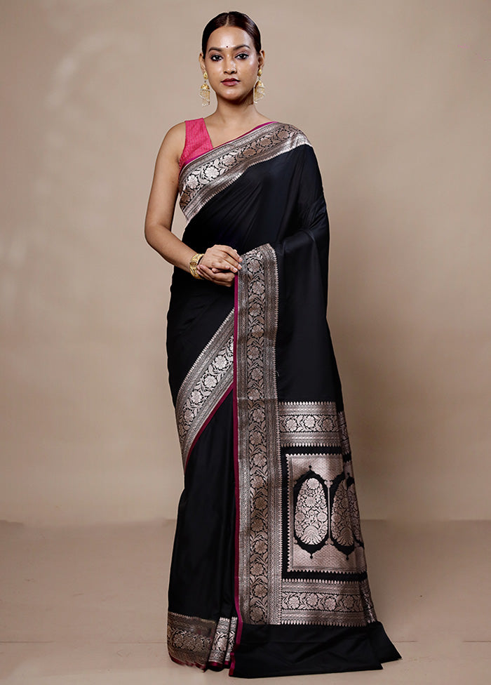 Black Katan Silk Saree With Blouse Piece Cheap Sale Pay With Paypal