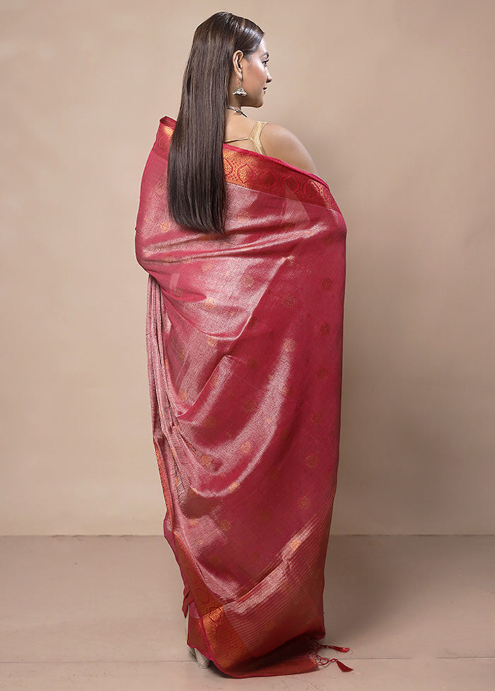 Red Tissue Silk Saree With Blouse Piece For Sale Free Shipping