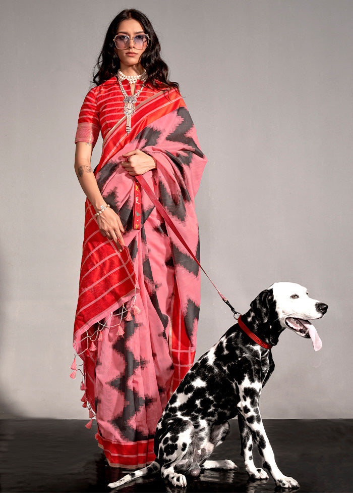 Pink Spun Silk Saree With Blouse Piece Outlet Purchase