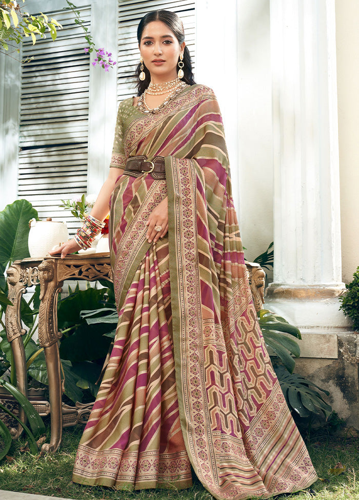 Beige Georgette Saree With Blouse Piece Cheap New Styles