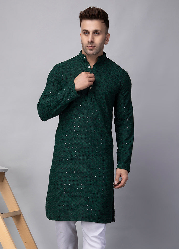 2 Pc Green Viscose Kurta Pajama Set Cheap Sale Pay With Visa