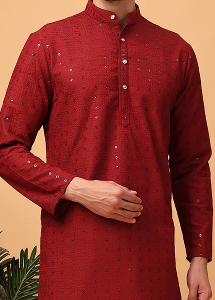 2 Pc Red Viscose Kurta Pajama Set Websites For Sale