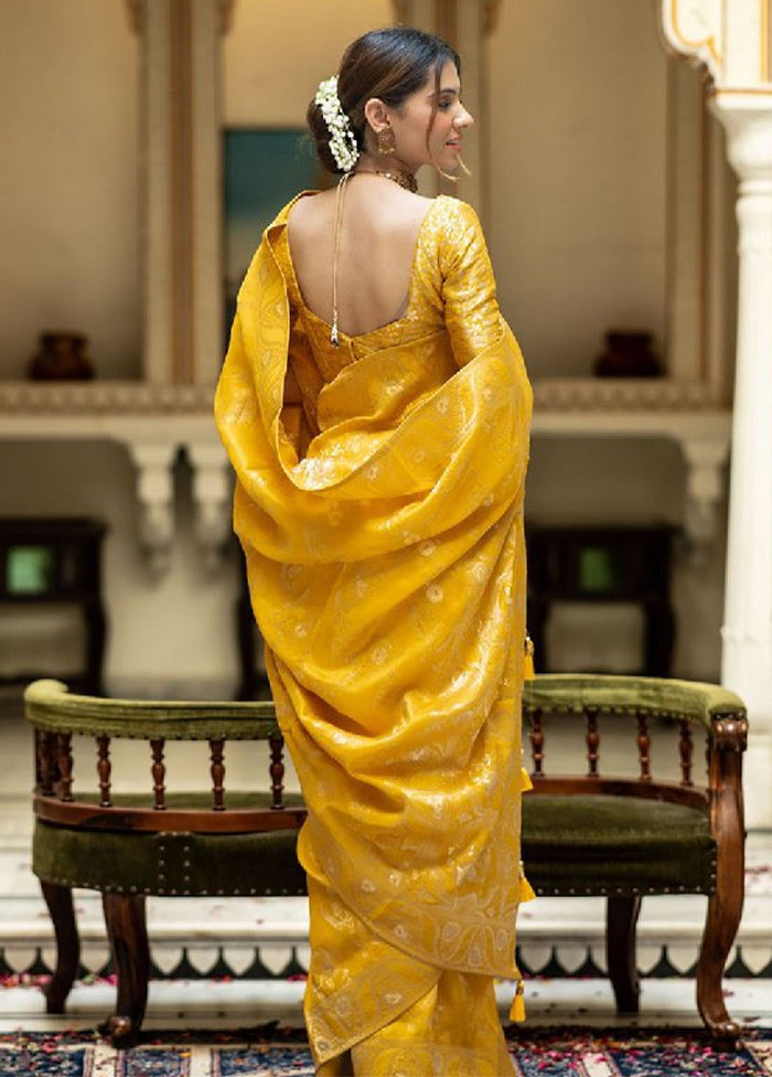 Mustard Banarasi Silk Saree With Blouse Piece Visit New Sale Online