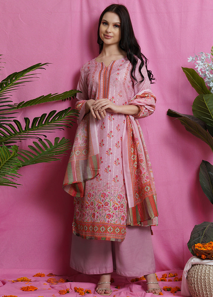 3 Pc Pink Unstitched Silk Suit Set Clearance Online Amazon