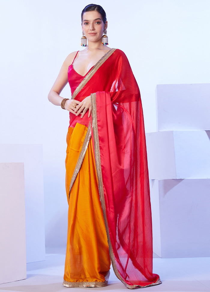 Red Satin Silk Saree With Blouse Piece Buy Cheap Discounts