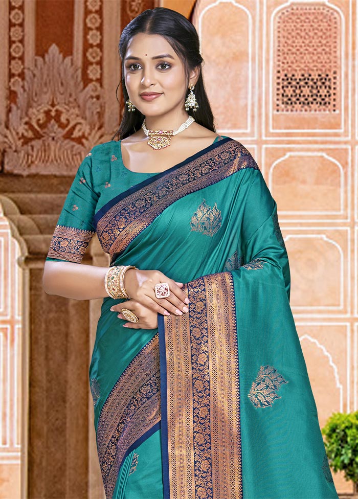 Rama Dupion Silk Saree With Blouse Piece Buy Cheap Cheap