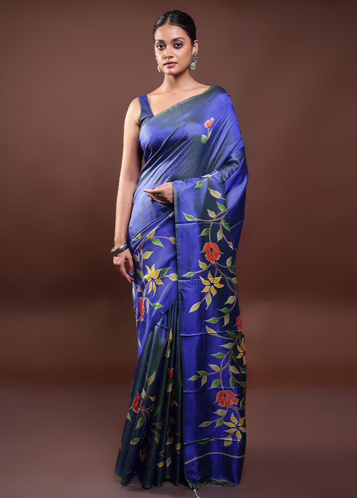 Blue Pure Bishnupuri Silk Saree Without Blouse Piece Amazon Cheap Online