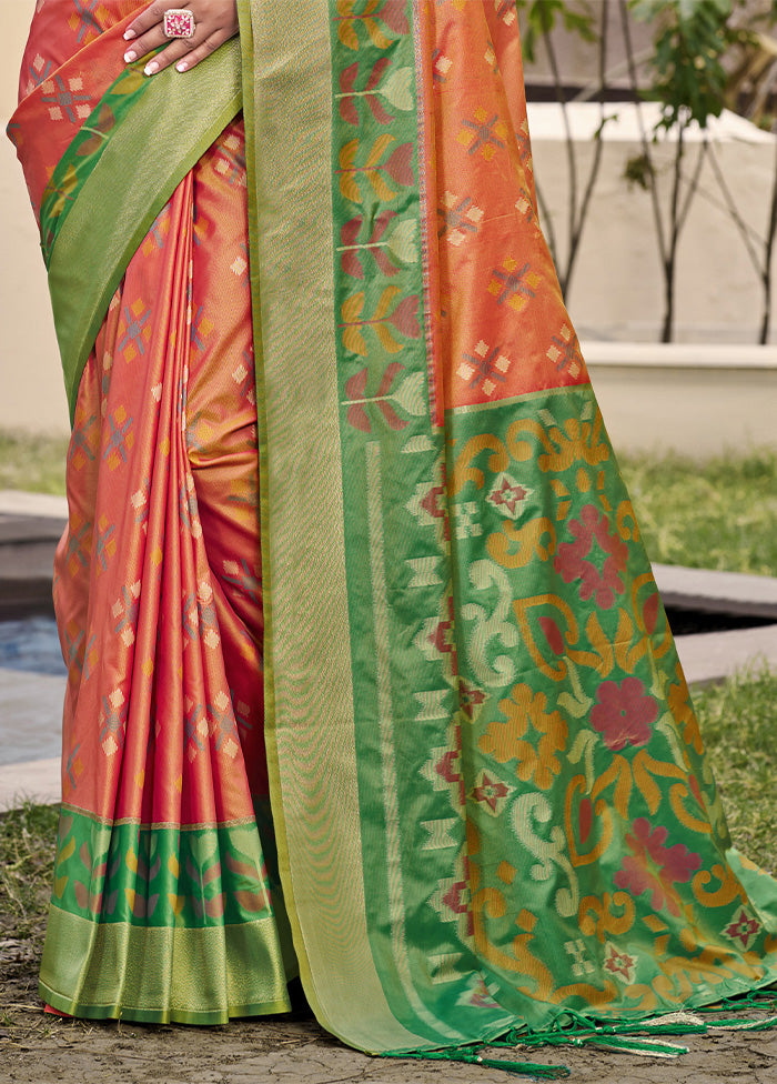 Orange Spun Silk Saree With Blouse Piece Sale Footlocker