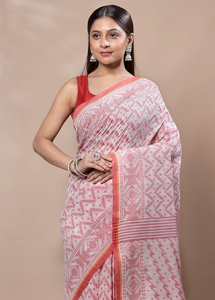 White Khadi Cotton Saree With Blouse Piece Hot Sale