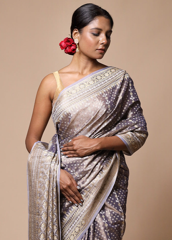 Lavender Tissue Silk Saree With Blouse Piece Grey Outlet Store Online