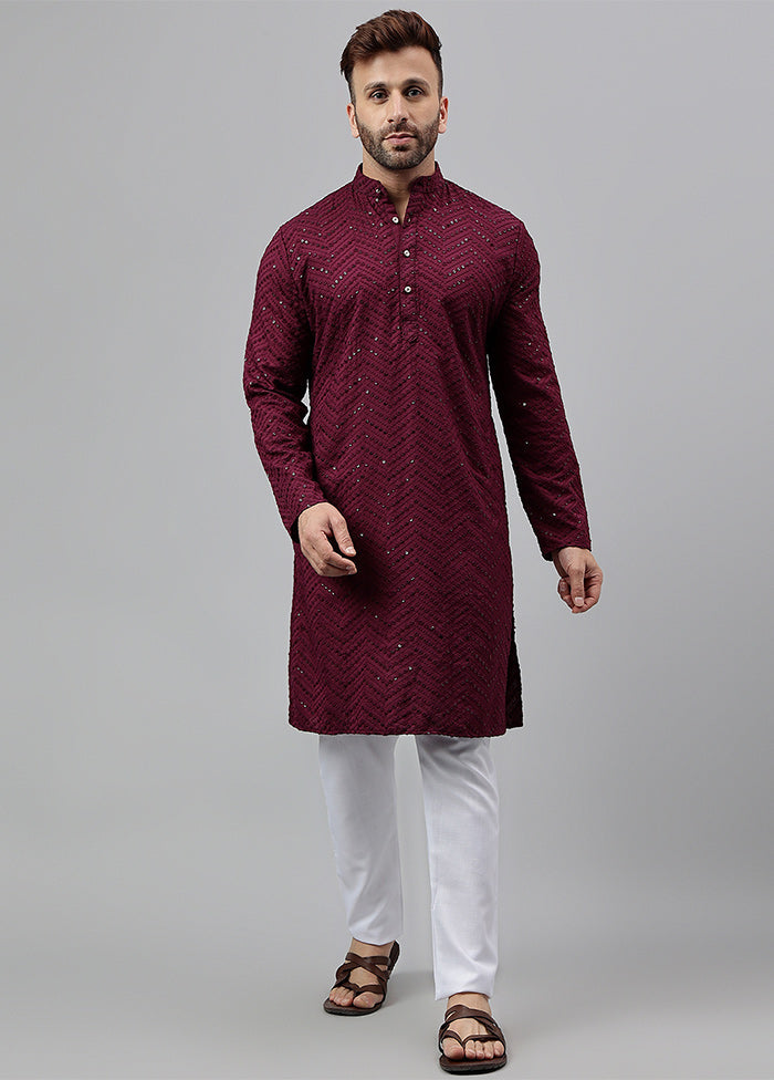 2 Pc Maroon Viscose Kurta Pajama Set Best Sale Cheap Online