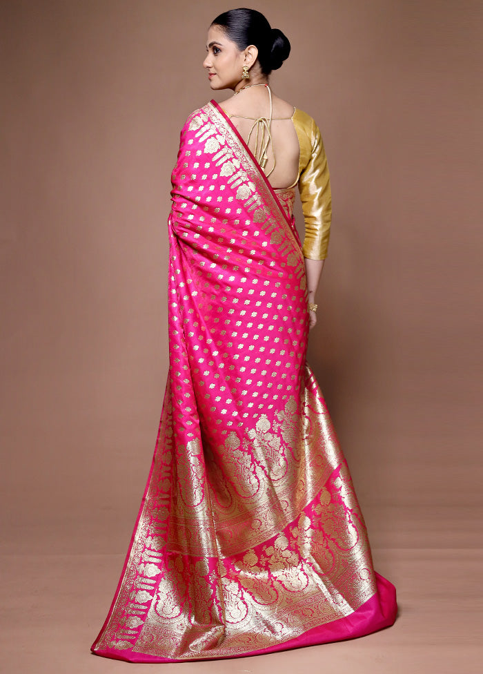 Pink Banarasi Silk Saree With Blouse Piece Get To Buy Sale Online