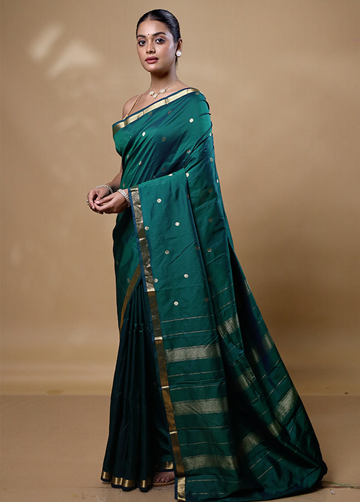 Green Kanjivaram Silk Saree With Blouse Piece Comfortable Online