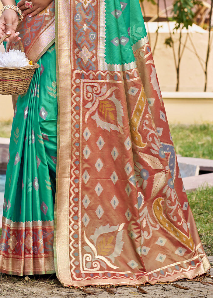 Sea Green Spun Silk Saree With Blouse Piece Buy Cheap Visit