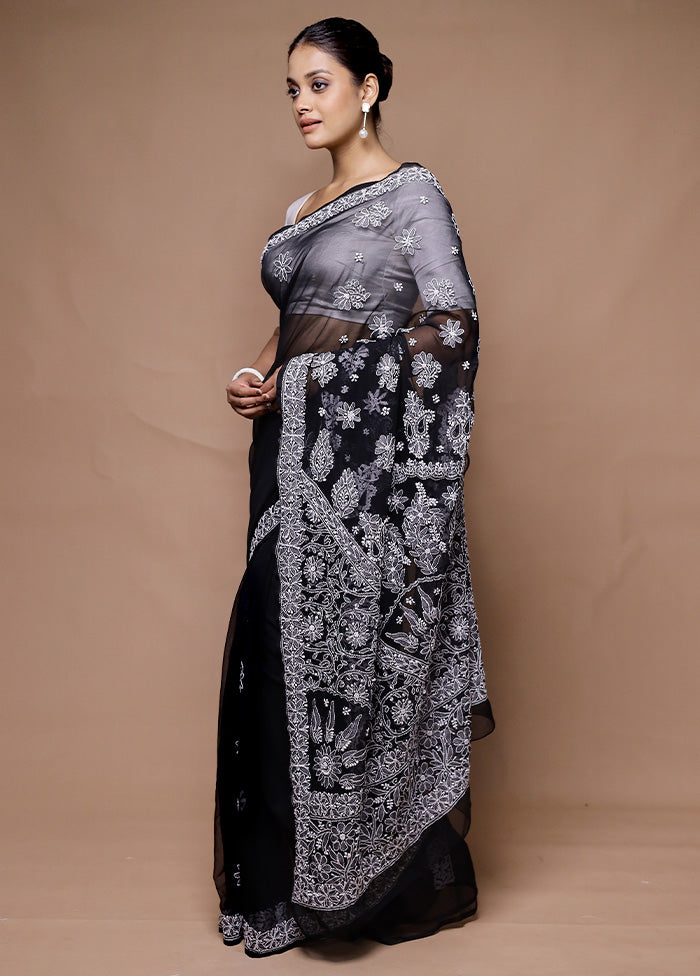 Black Pure Cotton Saree With Blouse Piece Clearance Official Site