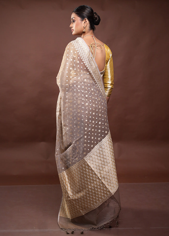 Grey Kora Silk Saree With Blouse Piece Buy Cheap Low Shipping