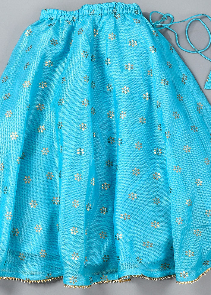 Blue Cotton Gota Work Skirt Top Cheap Professional