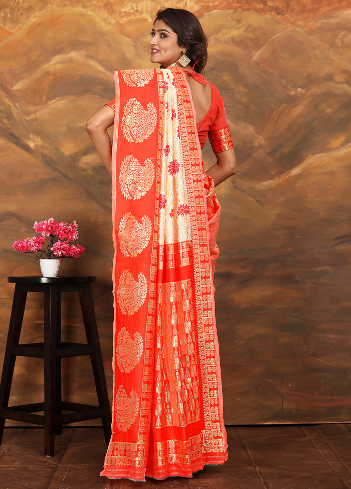 Red Spun Silk Saree With Blouse Piece Sale New Styles