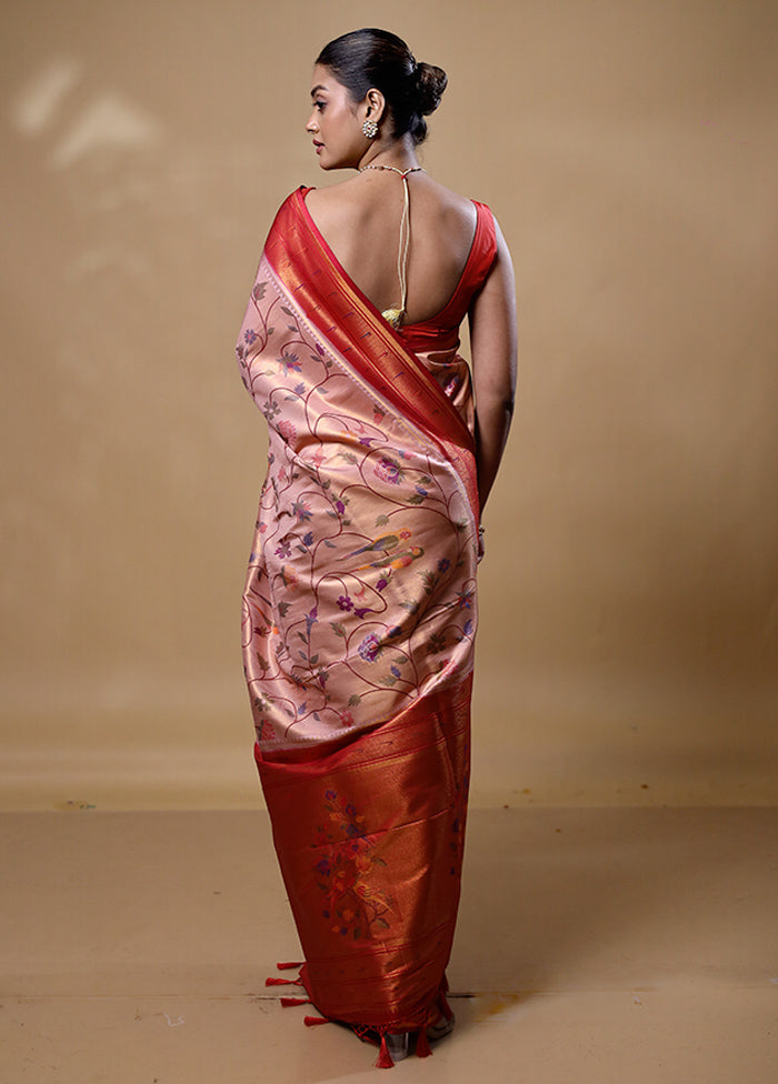 Peach Dupion Silk Saree With Blouse Piece Buy Cheap Recommend