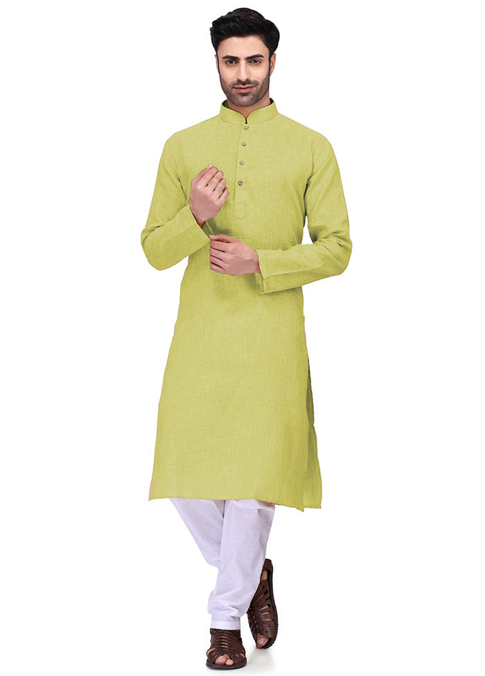 Yellow Green Cotton Kurta And Pajama Set Buy Cheap Official Site